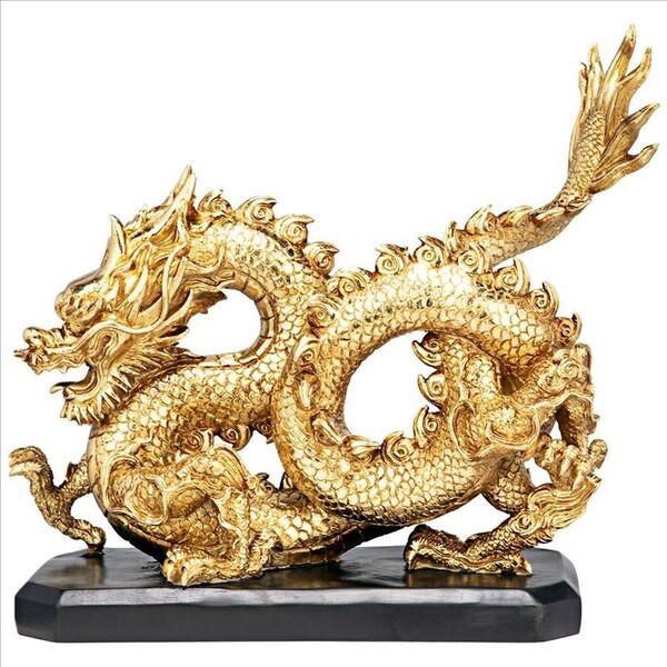 Golden Dragon Asian Statue